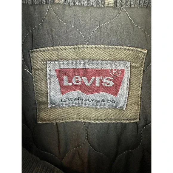 Levi's Jacket Mens XL Olive Canvas Field Utility Quilted Lined Stand Collar Mens